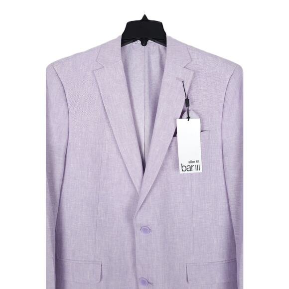 Bar III Men's Slim-Fit 100% Linen Suit Jacket Lavender Solid 42L NWT - Picture 4 of 7